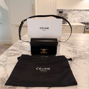 Celine Classique Triomphe bag in Shiny Calfskin with Gold Hardware